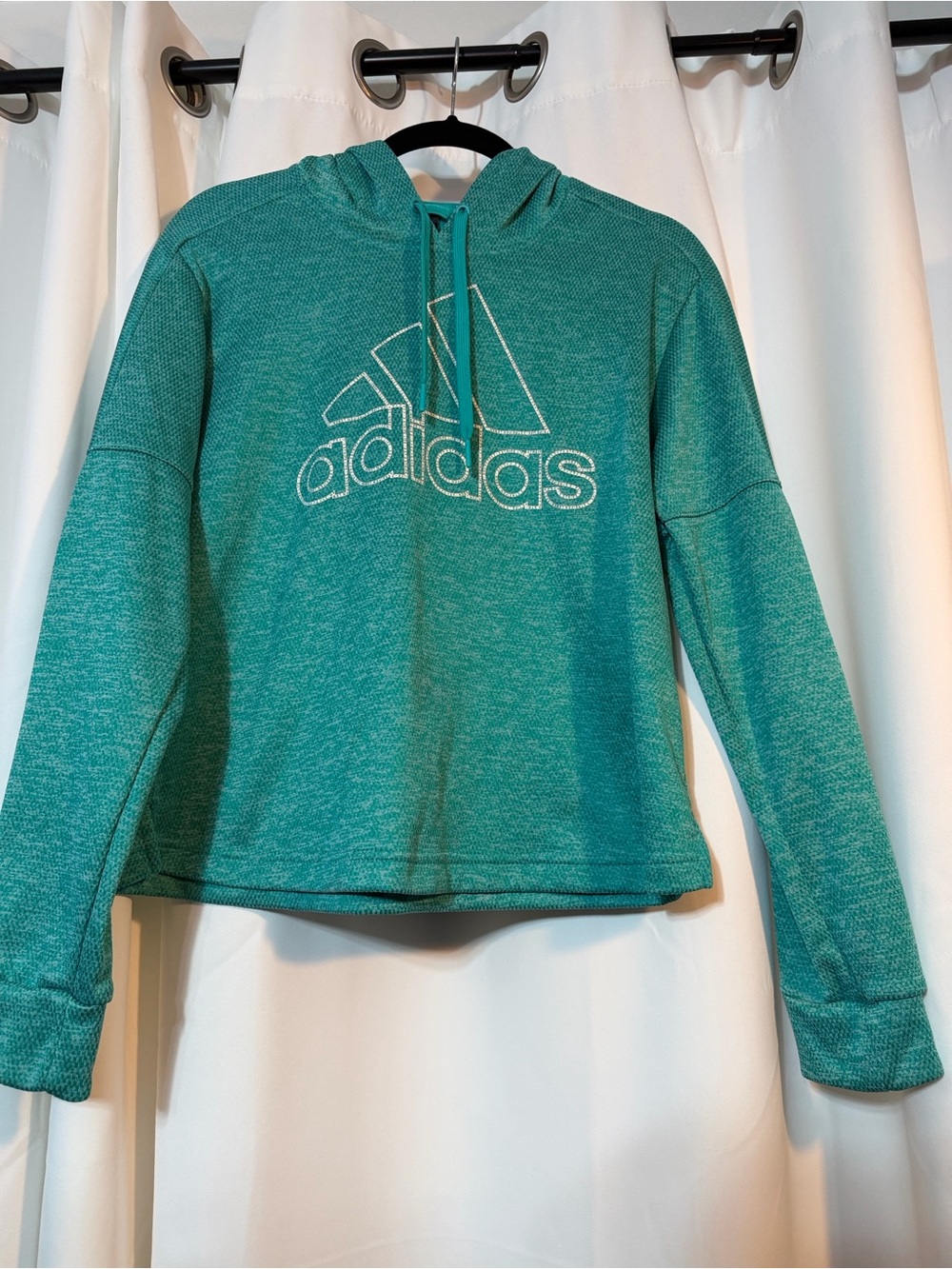 Adidas Women’s Teal Heathered Pullover Hoodie with Logo M B11